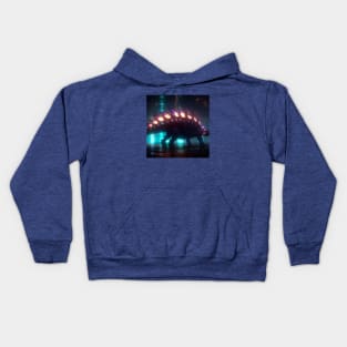 Futuristic Cyberpunk Stegosaurus Kids Hoodie